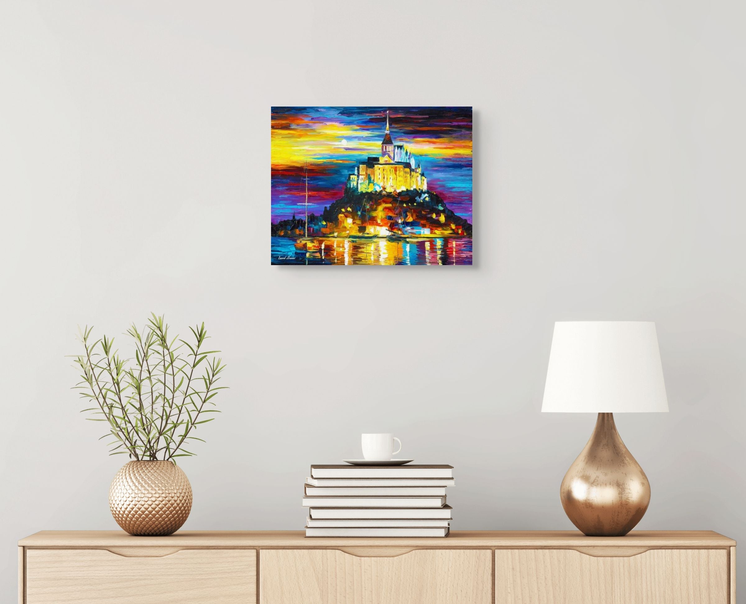 CASTLE ABOVE THE HARBOR - ORIGINAL OIL PAINTING