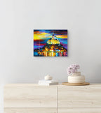 CASTLE ABOVE THE HARBOR - ORIGINAL OIL PAINTING