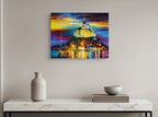 CASTLE ABOVE THE HARBOR - ORIGINAL OIL PAINTING