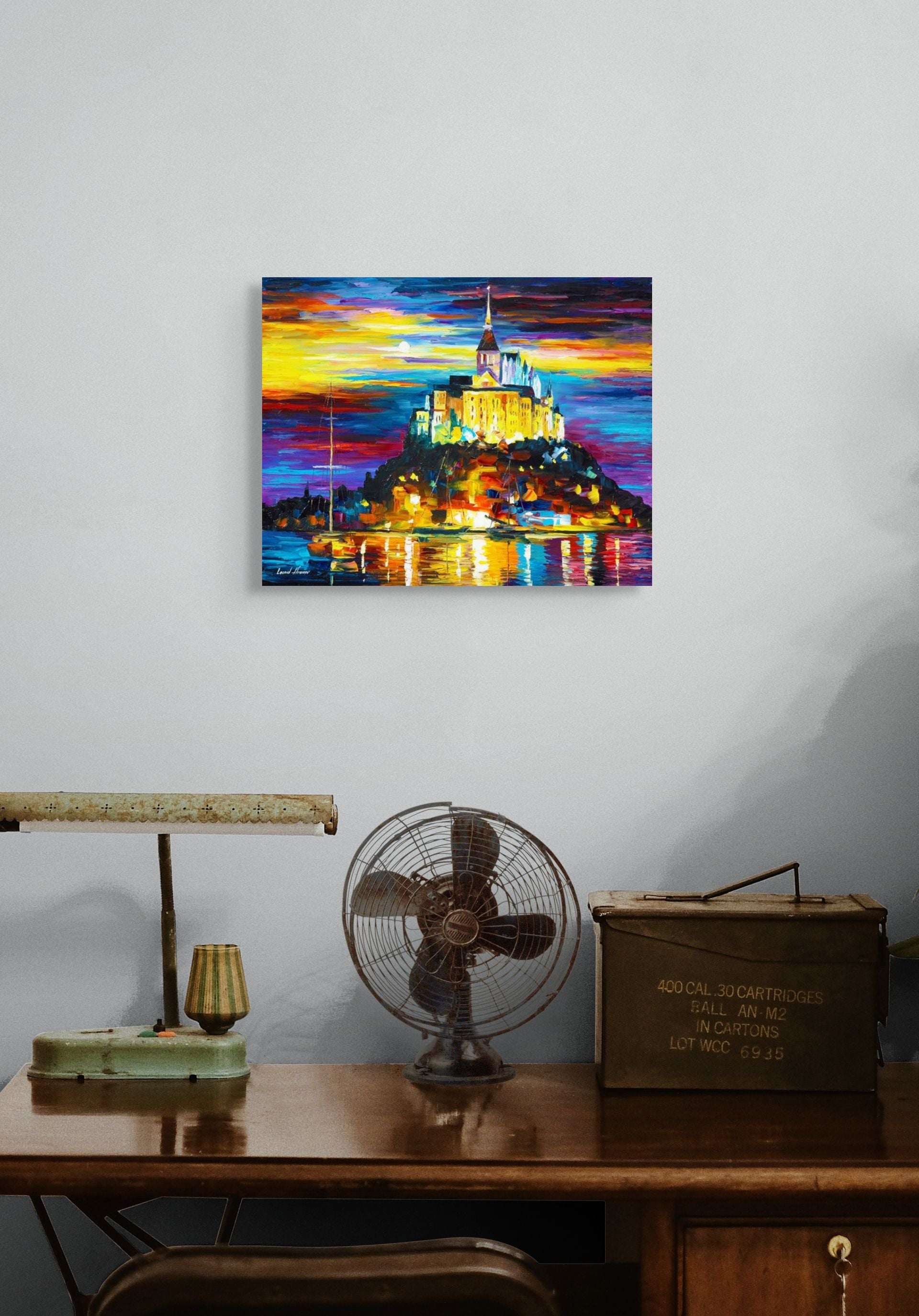 CASTLE ABOVE THE HARBOR - ORIGINAL OIL PAINTING