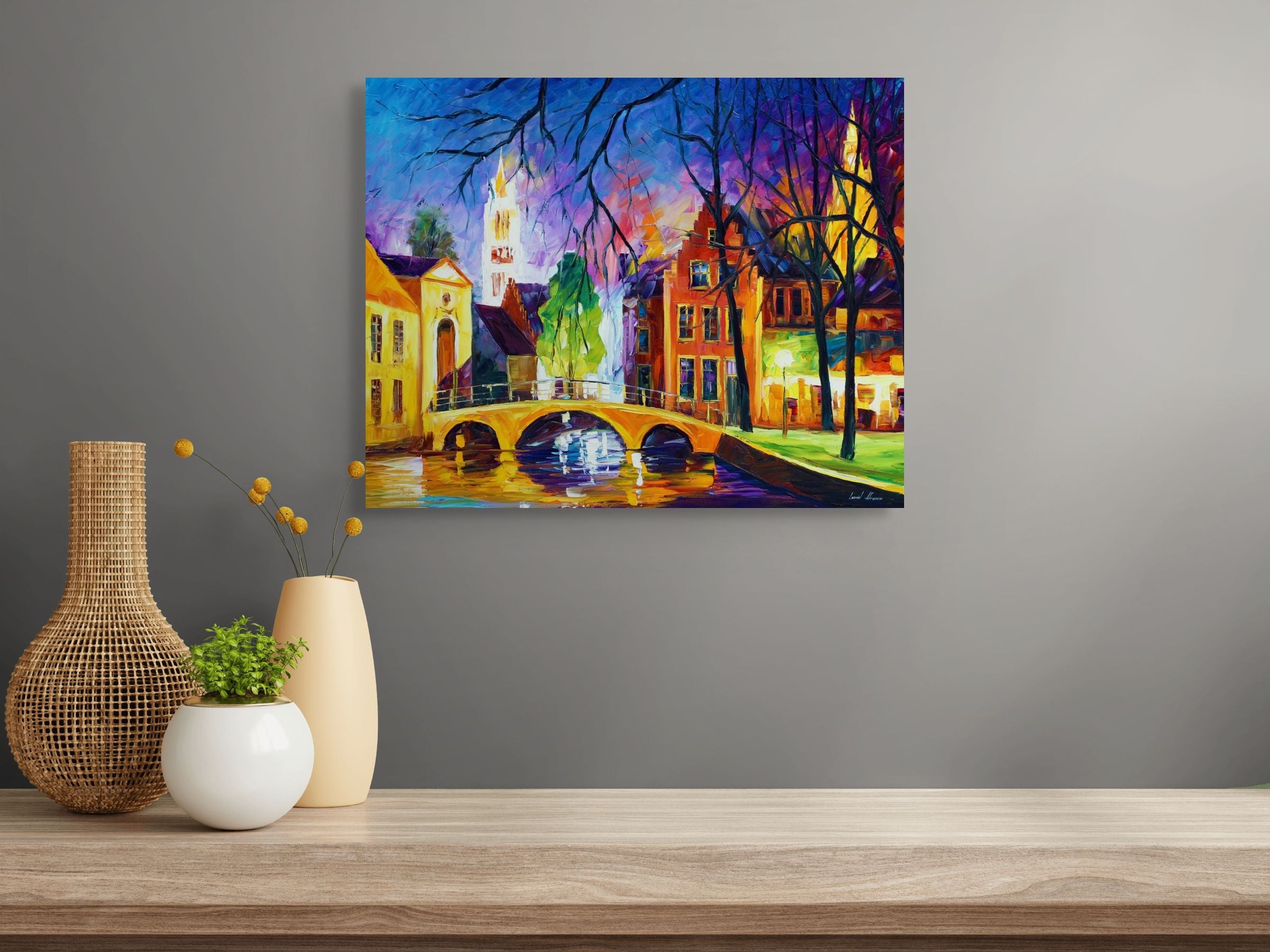 BRUGES BRIDGE - ORIGINAL OIL PAINTING