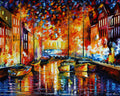 COPENHAGEN'S HARBOR BOATS - ORIGINAL OIL PAINTING