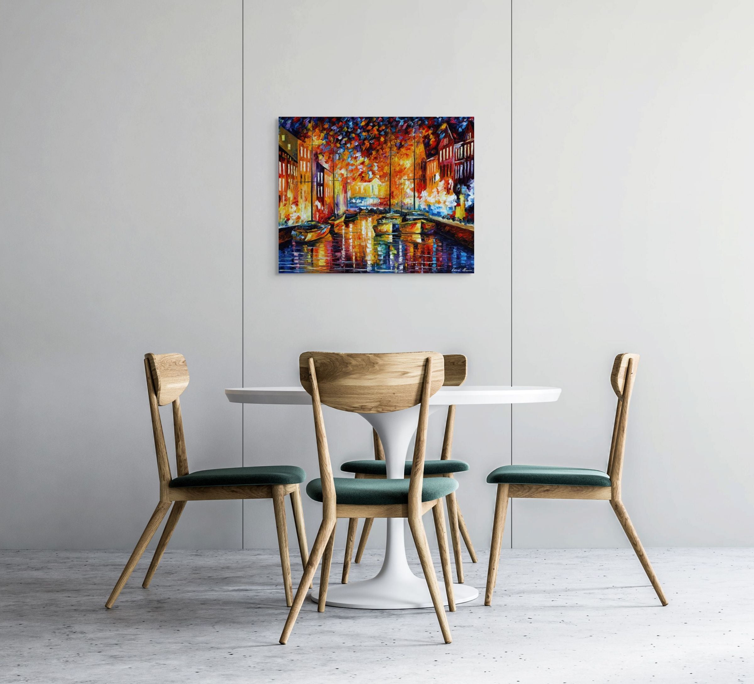 COPENHAGEN'S HARBOR BOATS - ORIGINAL OIL PAINTING