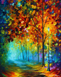 FOG AUTUMN ALLEY - ORIGINAL OIL PAINTING