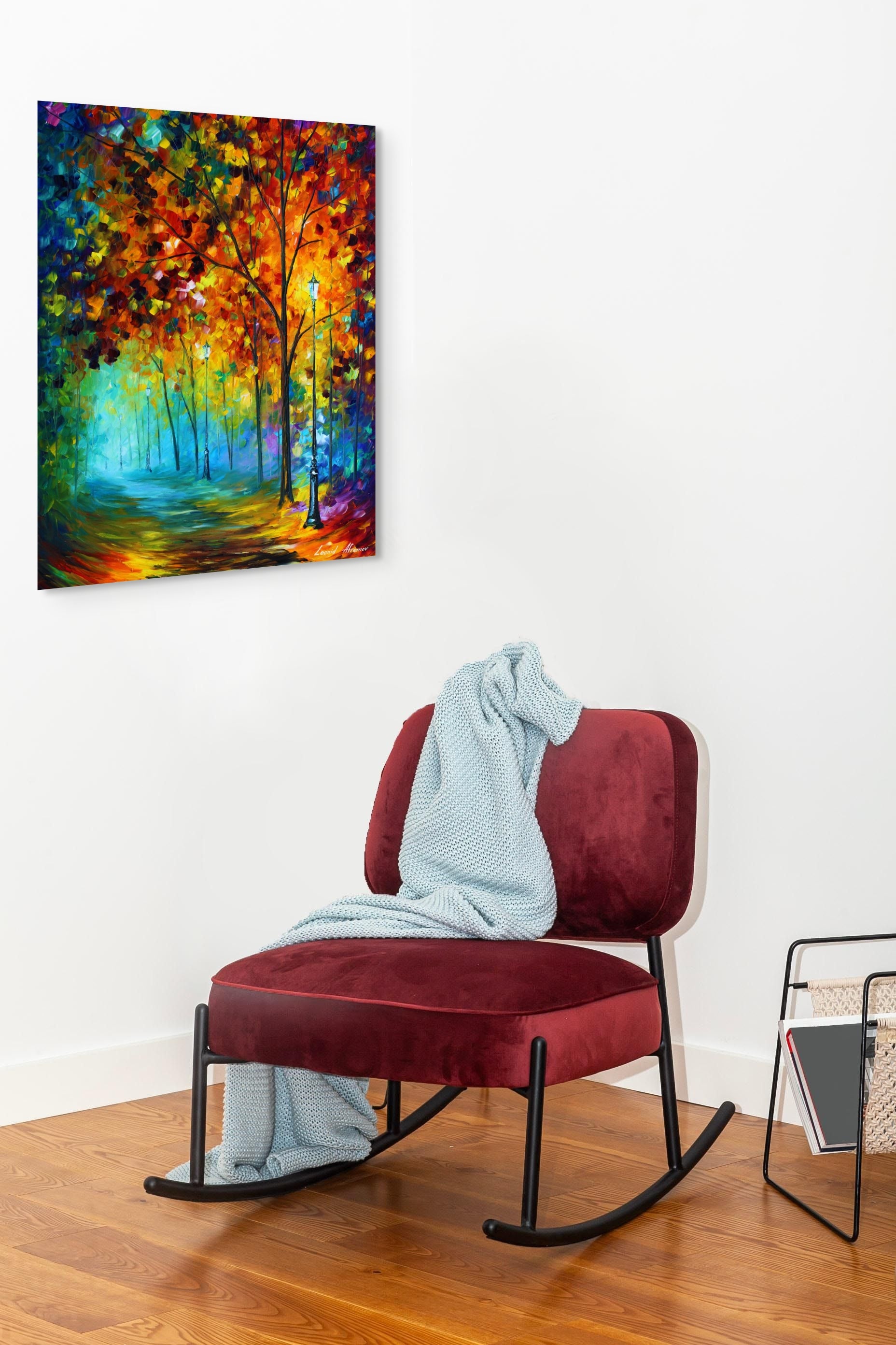FOG AUTUMN ALLEY - ORIGINAL OIL PAINTING